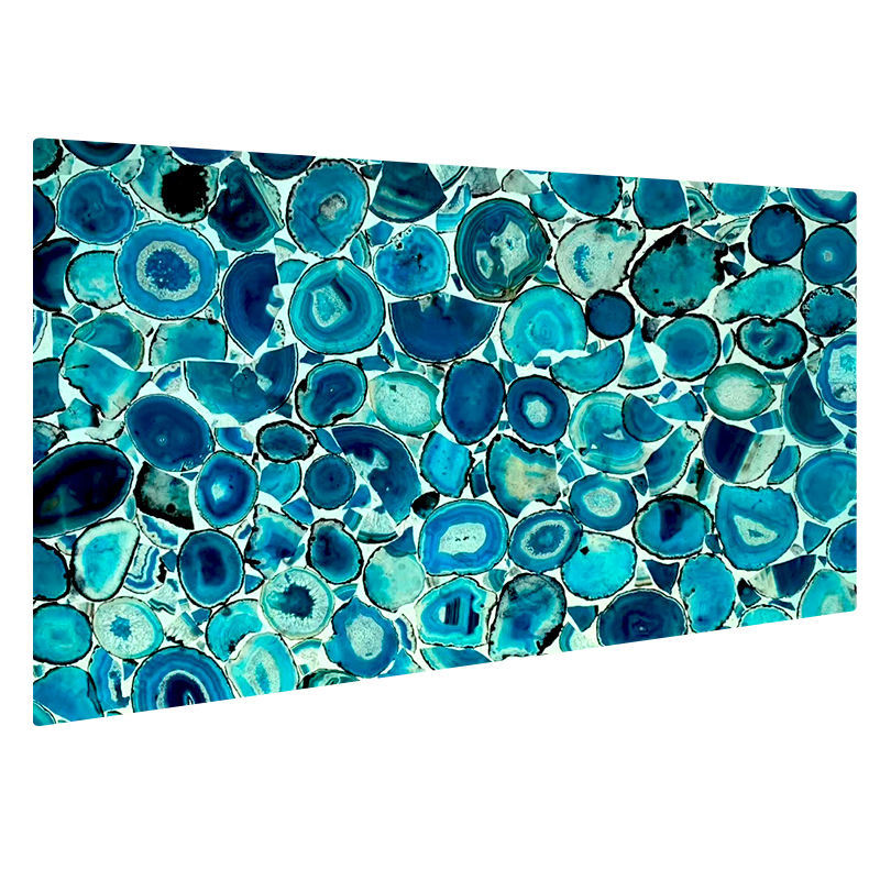 Natural Agate Stone Slices Wall Panels Slabs Translucent Semi-Precious Onyx Modern Design Polished Surface Water Villa Dining