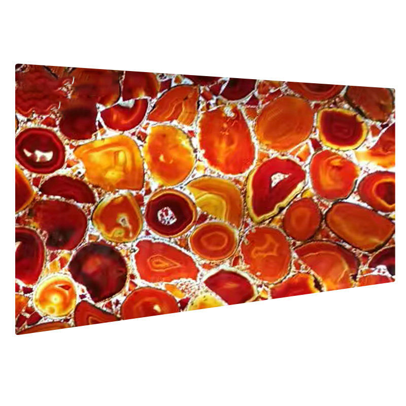 Natural Red Agate Onyx Stone Slabs Semi-Precious Modern Translucent Background Wall for Hall Villa Dining