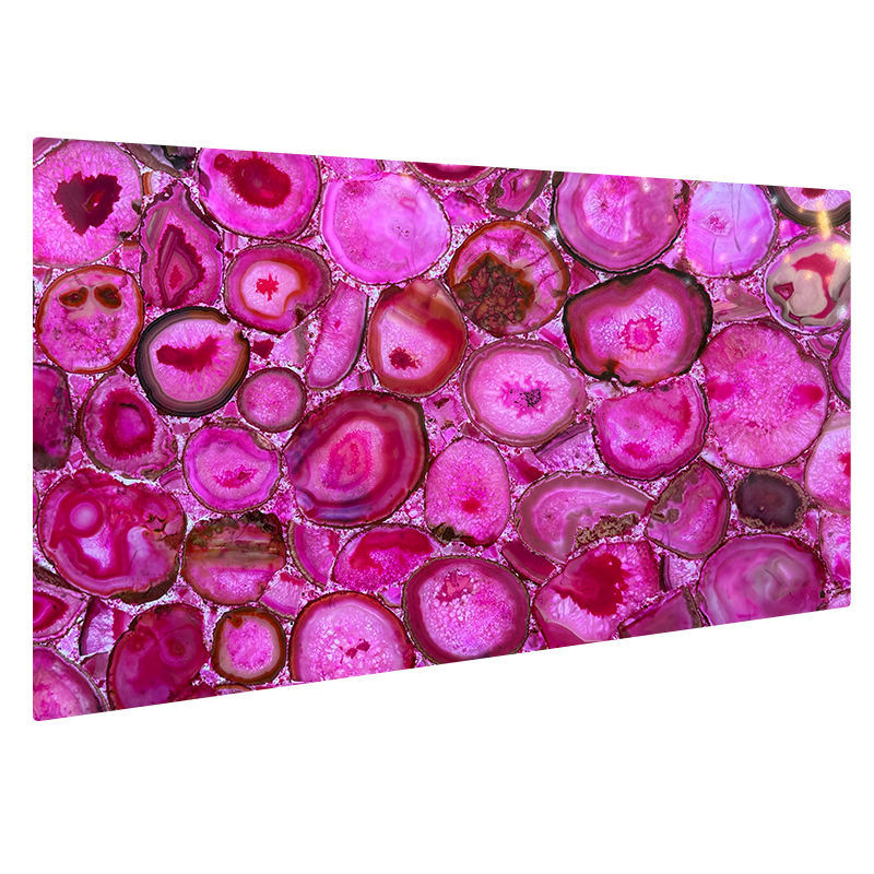Unique Modern Polished Natural Agate Slice Panel High Quality Indoor Dining Table Top Stone Slabs