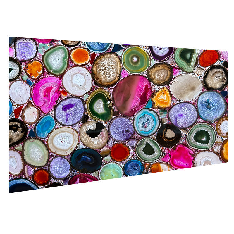 OEM ODM Modern Design Natural Agate Stone Polished Heat Resistant Dining Hall Villa Bar Table Top Decoration