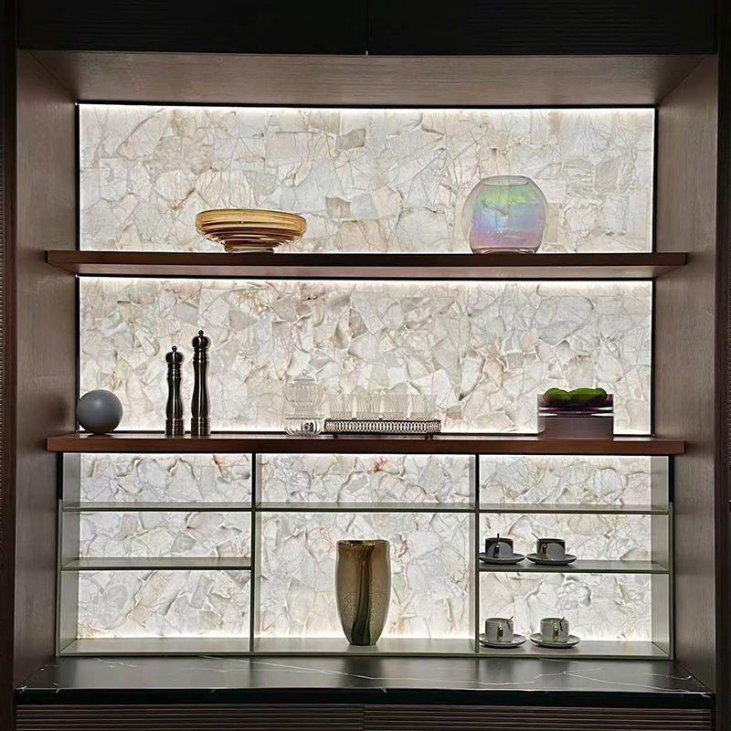Modern Design Composite Semi-Precious Onyx Agate Stone Slabs Polished Surface Durable Heat Resistant Dining Villa Indoor Use